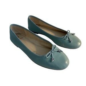 Sam Edelman Felicia Luxe Ballet Flat Size 10 Tide Blue Leather Bow Accent Preppy